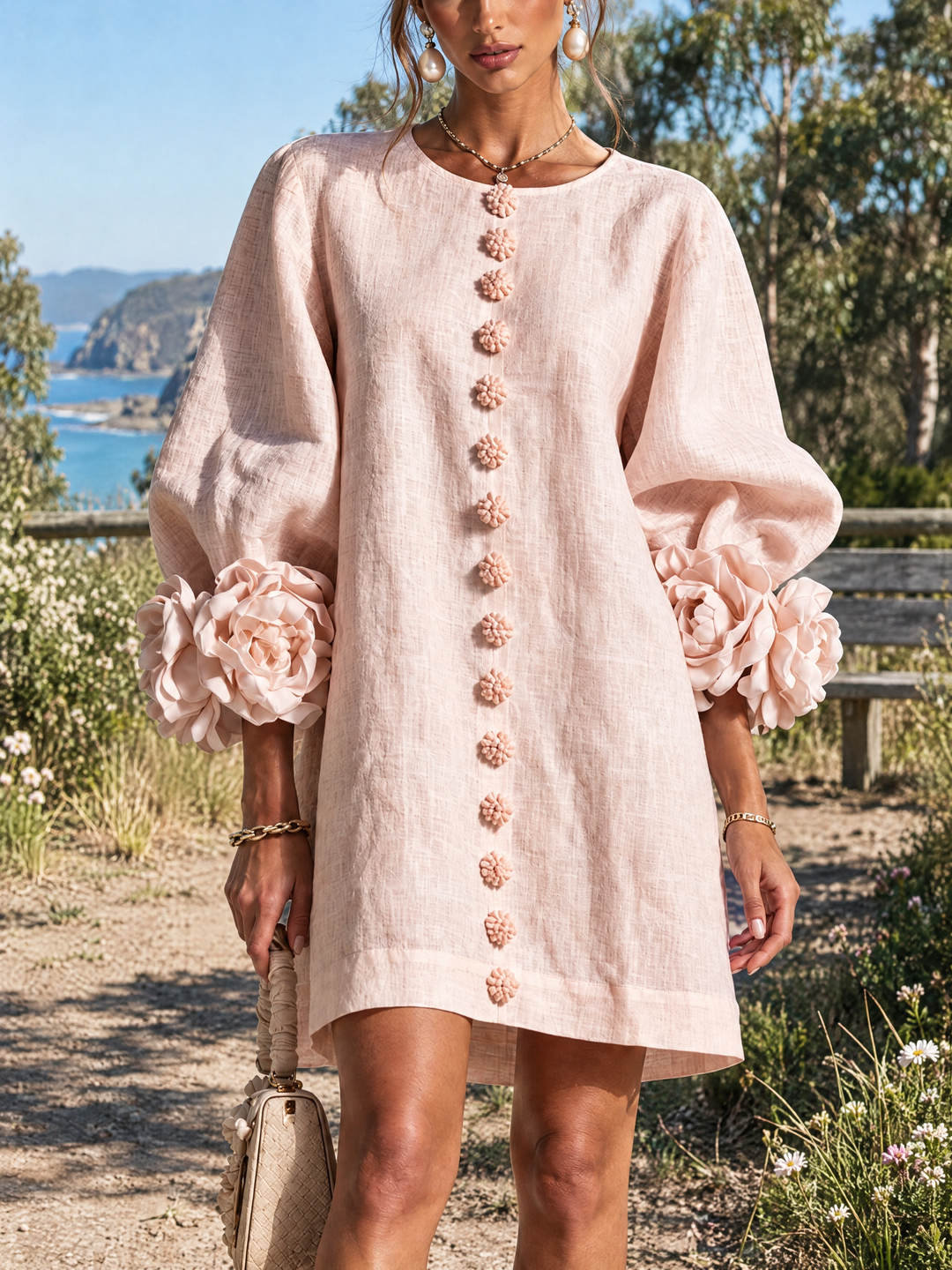 Ashley | Floral Cuff Mini Dress