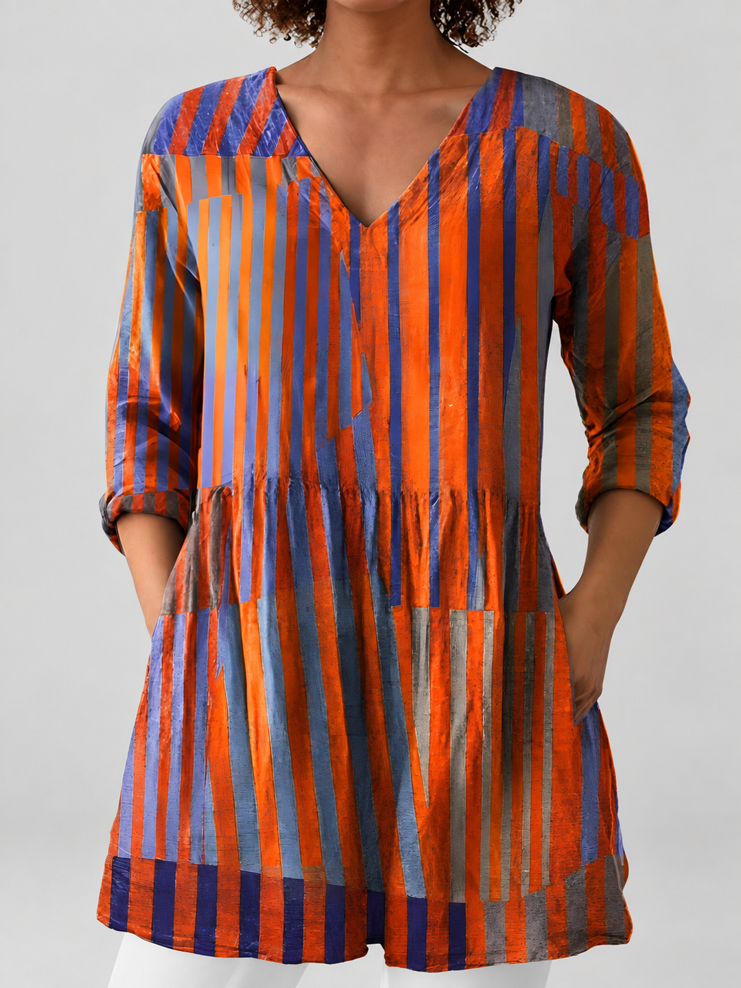 Inga | Long Blouse with V-Neck