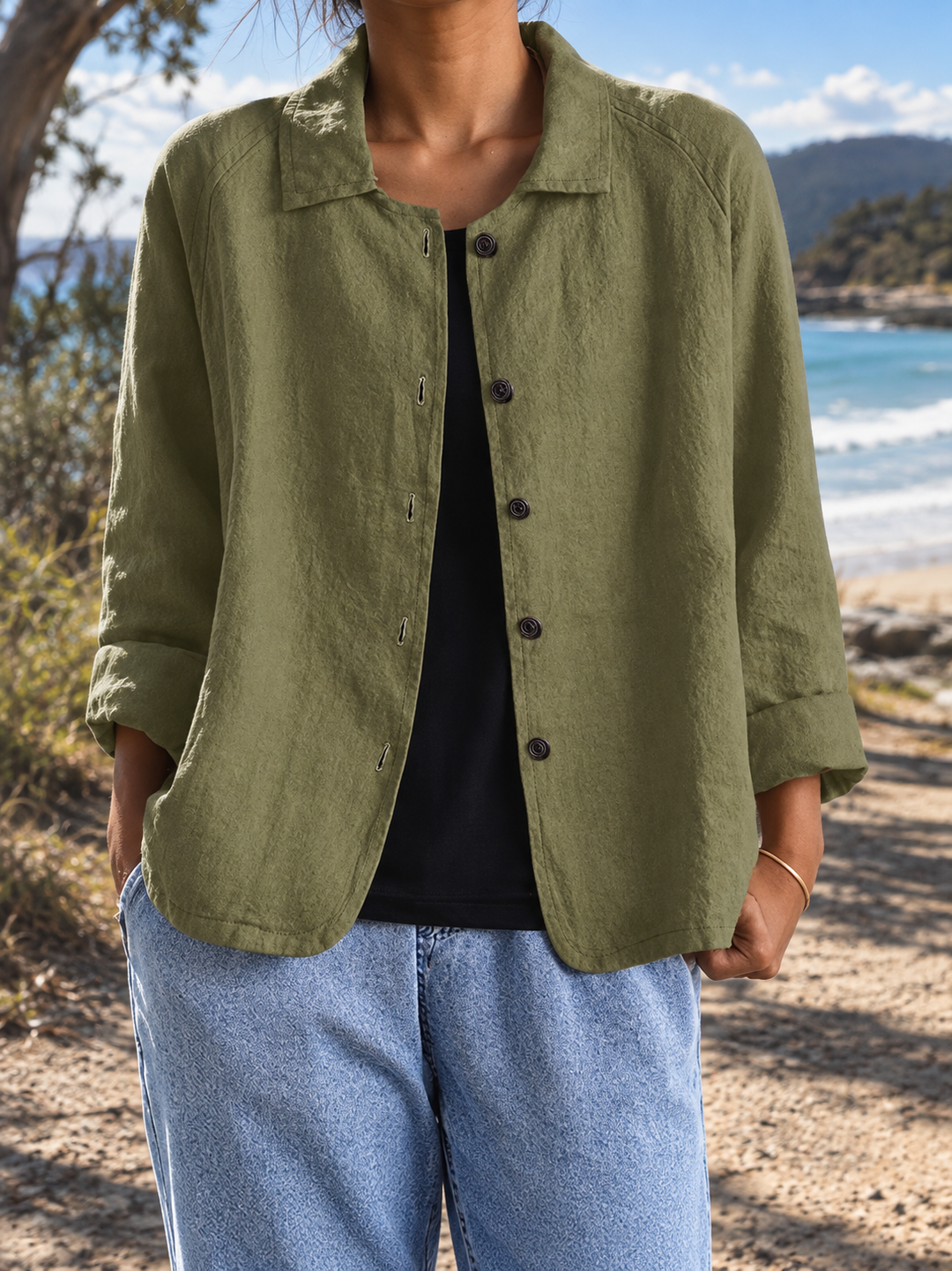 Olava | Relaxed Button-Front Overshirt