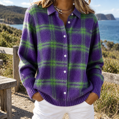 Deanna | Plaid Knit Cardigan