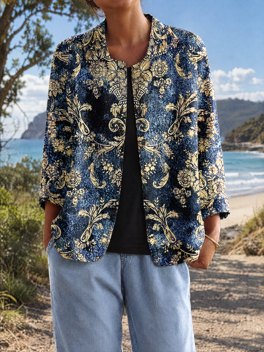 Izzie | Ornate Open-Front Jacket