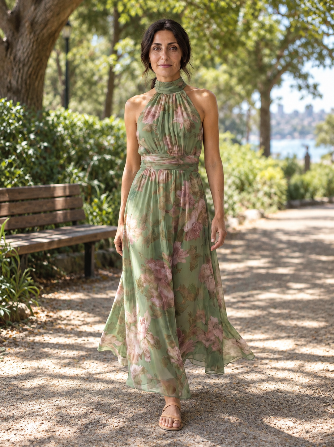 Leigh-Anne | Maxi Halter Floral Linen Dress