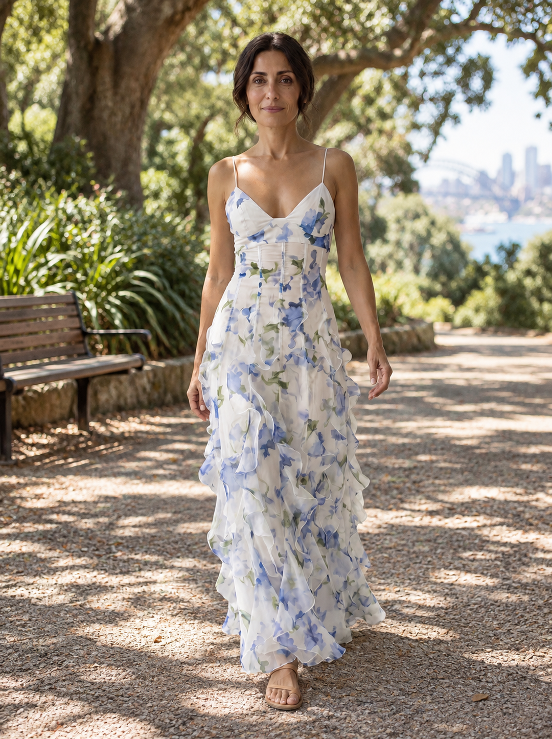 Siani | Floral Midi Dress with Ruching