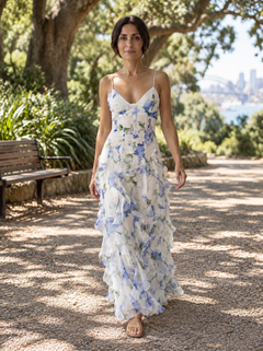 Siani | Floral Midi Dress with Ruching