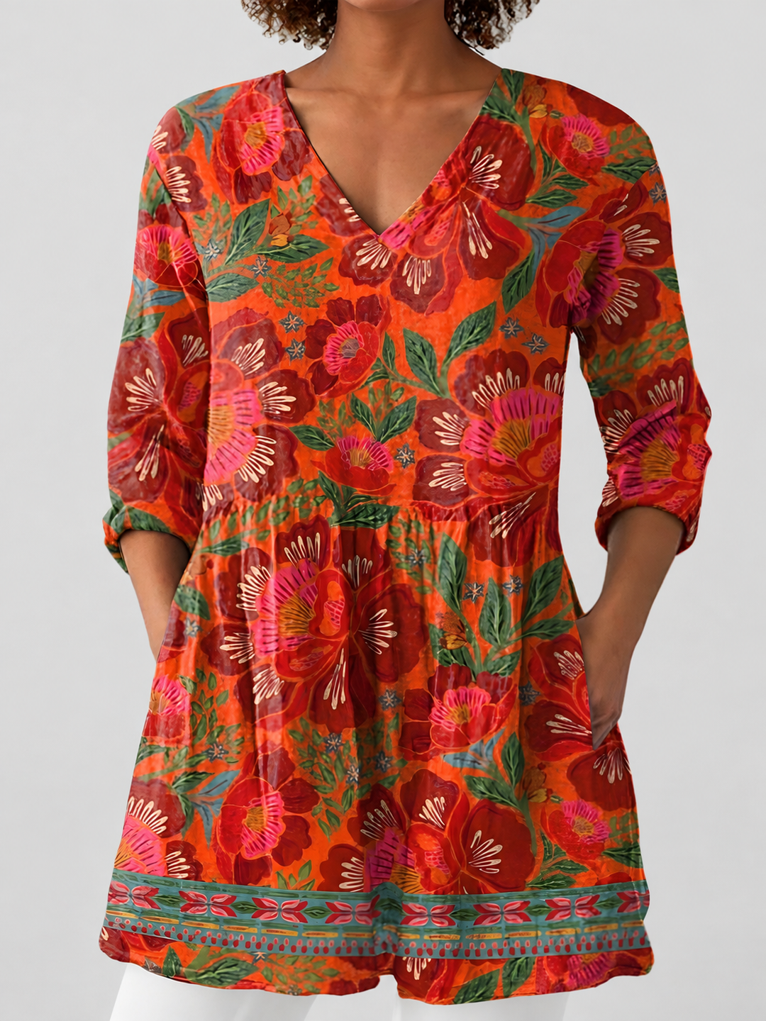 Sidony | Long Blouse with V-Neck