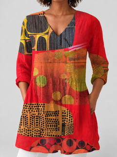 Nixie | Relaxed V-Neck Long Blouse
