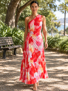 Ellis | Pleated One-Shoulder Maxi Dress