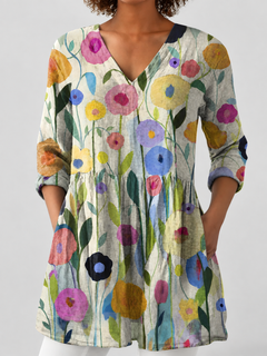 Tonya | Long Blouse with V-Neck