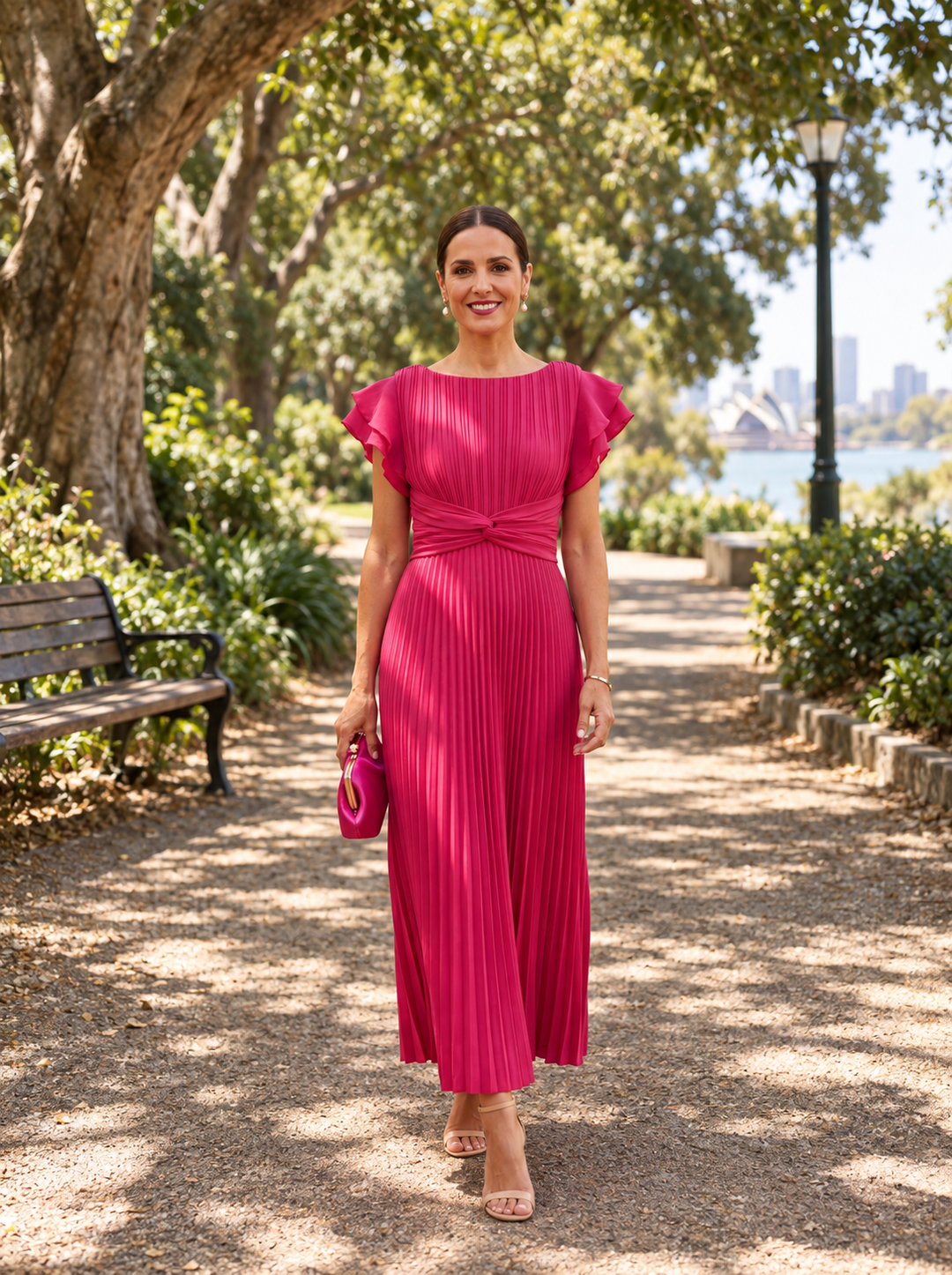 Robbie | Pleated Maxi Dress with Tied Waist