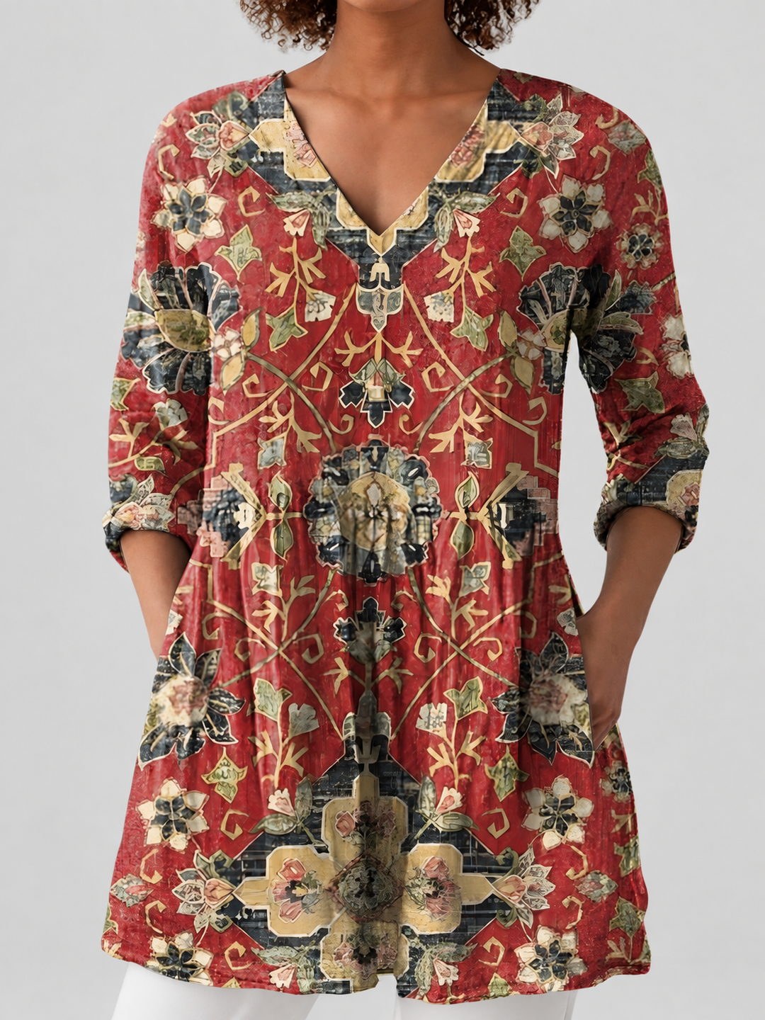 Melba | Long Flowing V-Neck Blouse