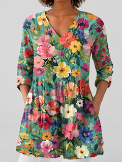 Rhian | Long V-Neck Blouse