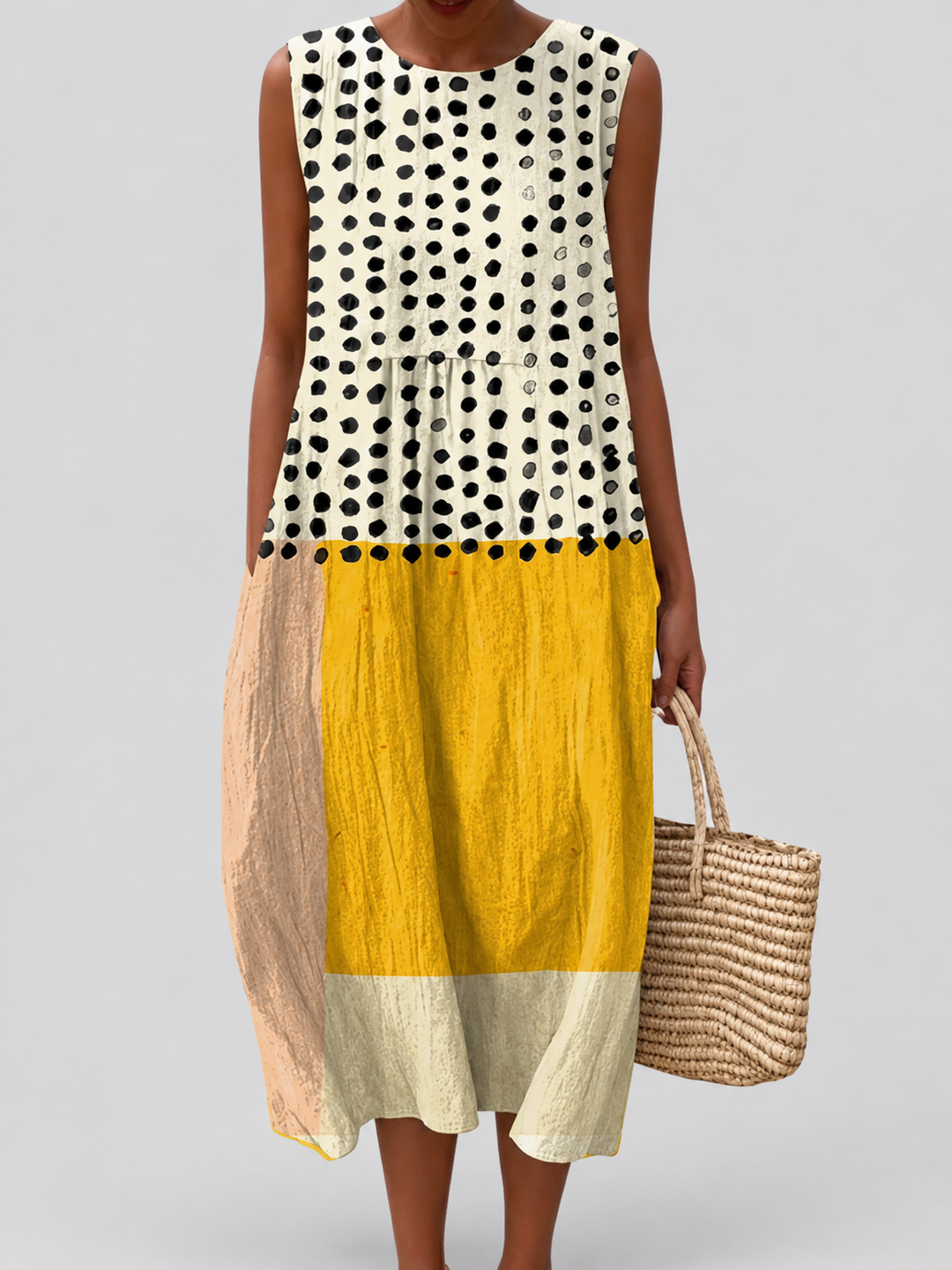 Rosalinde | Polka Colorblock Midi Dress