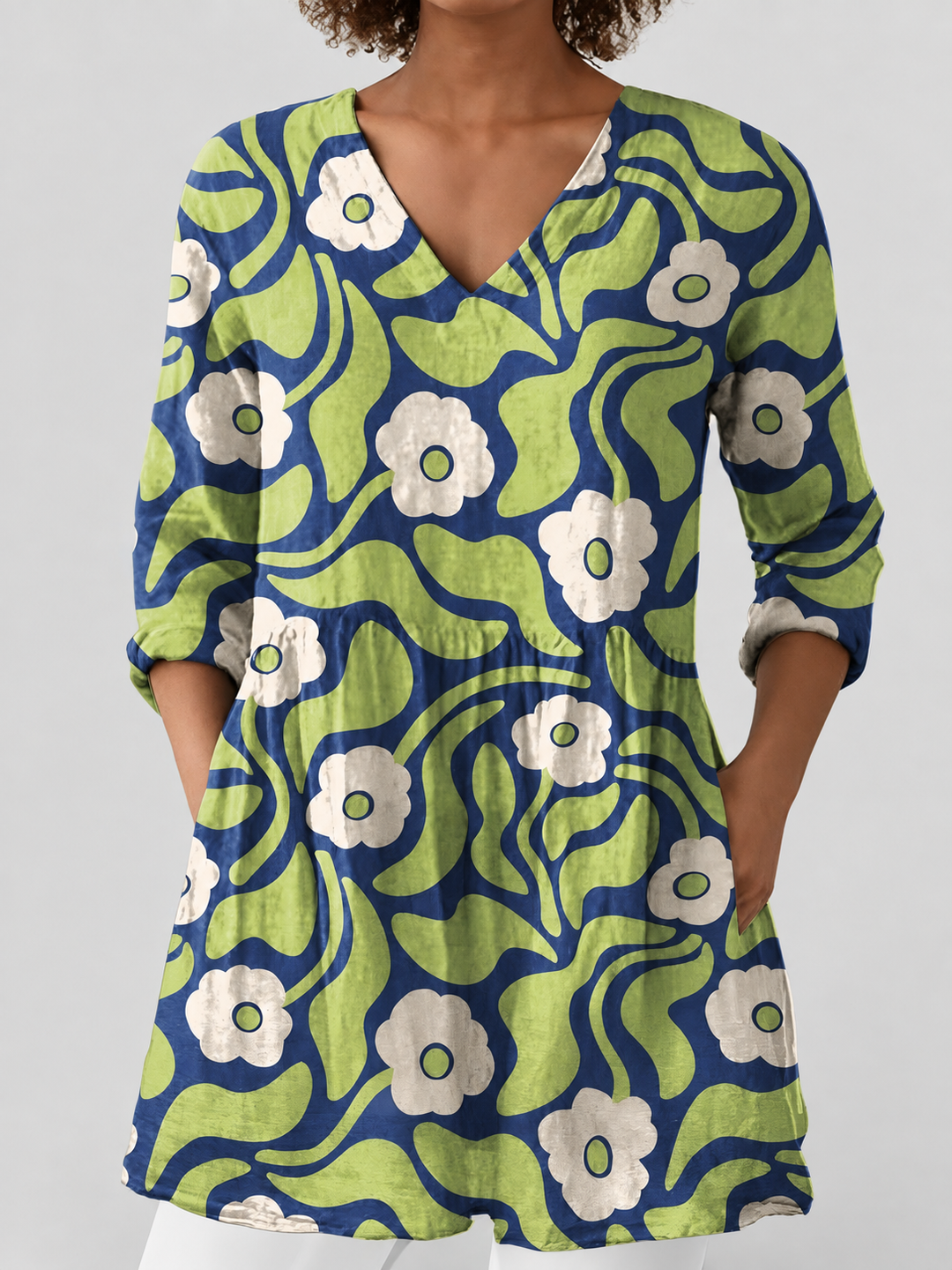 Keira | Long Flowing V-Neck Blouse