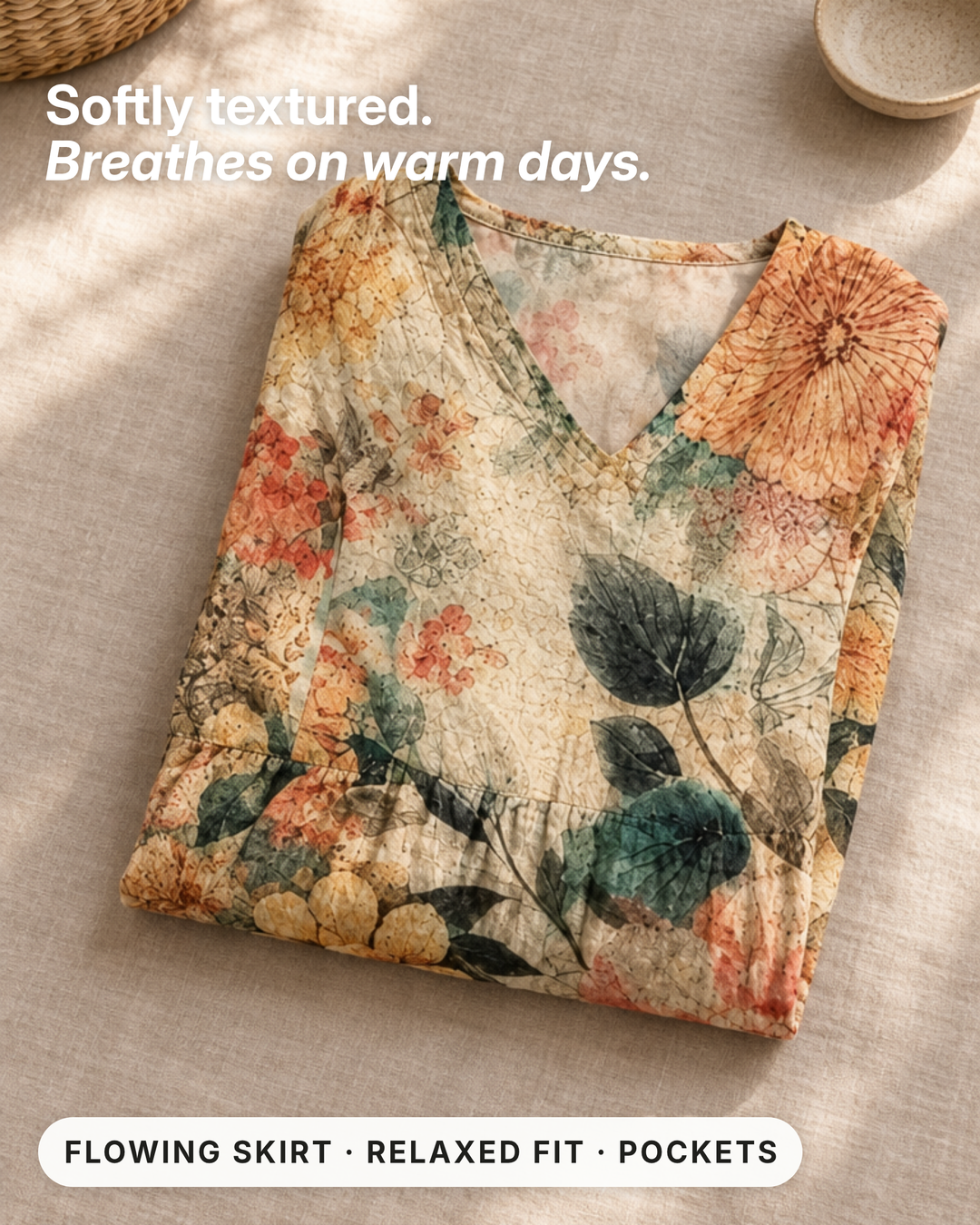 Pennie | Floral Summer Midi Dress fabric close-up