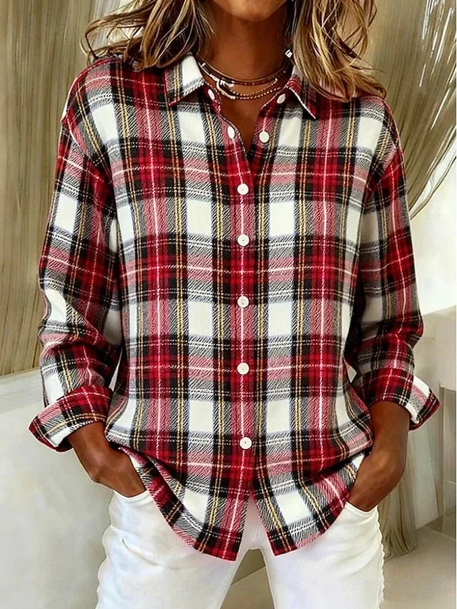 Gweniver | Heritage Plaid Button-Front Blouse