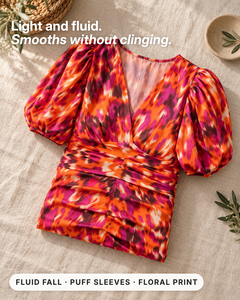 Quinn | Tummy-Flattering Floral Midi Dress fabric close-up