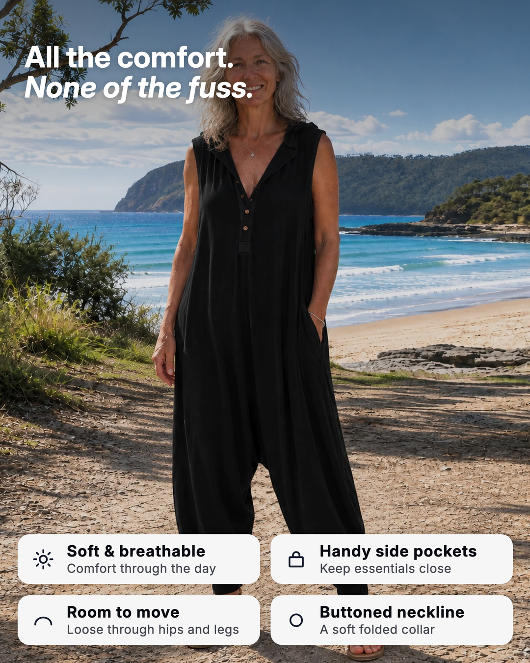 Rae | Casual Hooded Harem Jumpsuit benefits