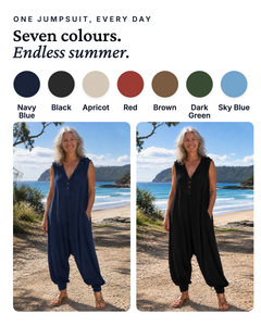 Rae | Casual Hooded Harem Jumpsuit available in 7 colours: navy blue, black, apricot, red, brown, dark green, sky blue
