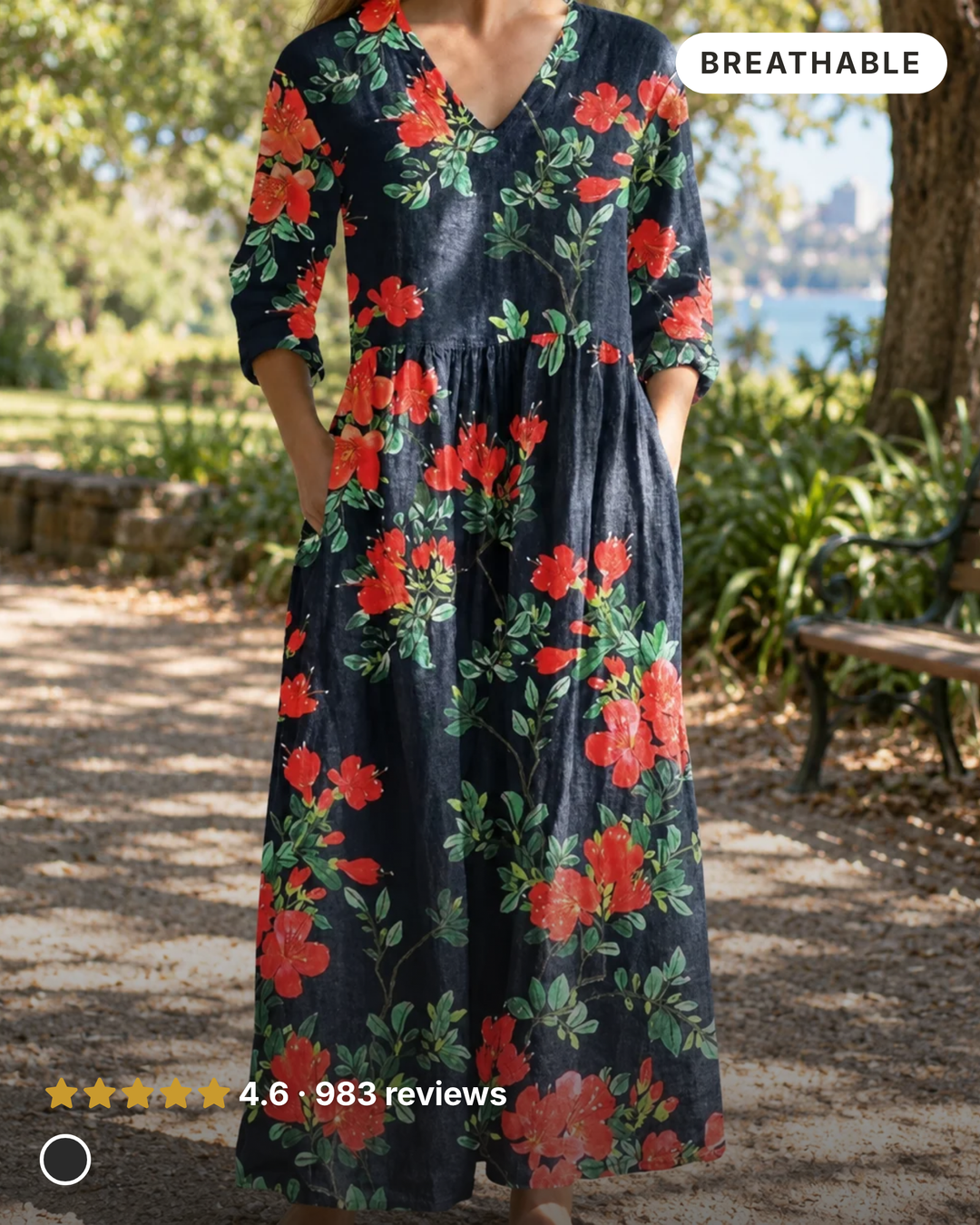 Rhoda | Floral Summer Dress in black