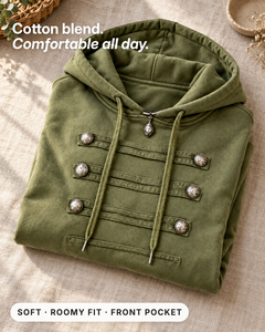 Salene | Military Detail Hoodie fabric close-up
