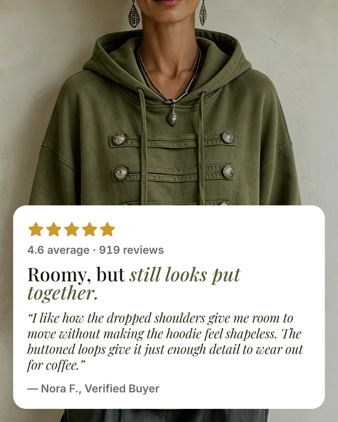 Salene | Military Detail Hoodie five star customer review