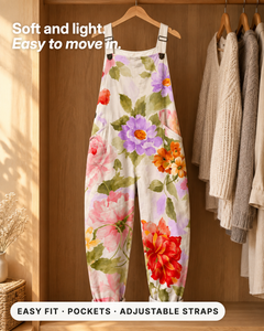Sandra | Watercolour Floral Overalls fabric close-up