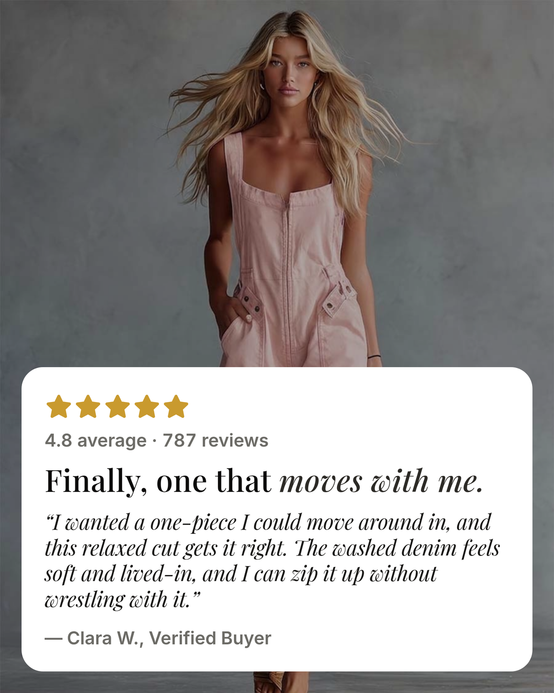 Selkie | Square-Neck Denim Jumpsuit five star customer review