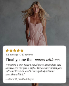 Selkie | Square-Neck Denim Jumpsuit five star customer review