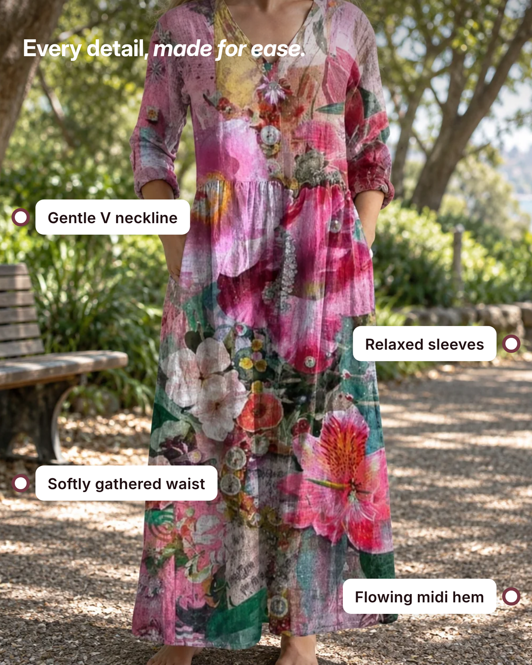Sephia | Floral Summer Midi Dress details