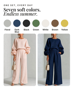 Sharni | Floral Cuff Two-Piece Set available in 7 colours: floral, dark blue, black, green, white, brown, yellow