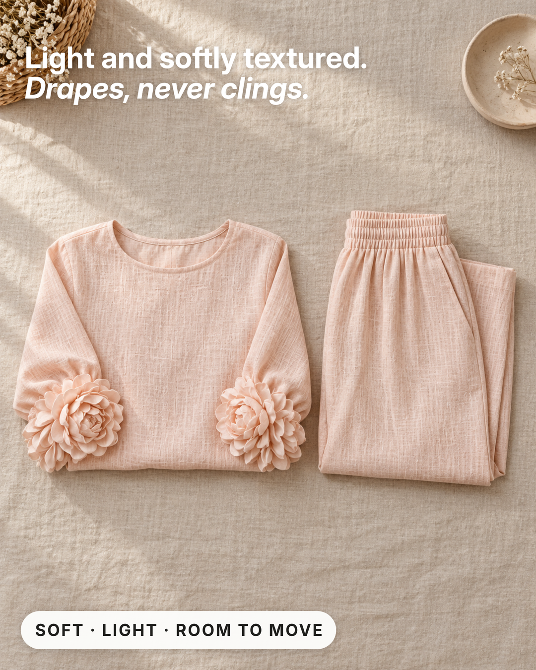 Sharni | Floral Cuff Two-Piece Set fabric close-up