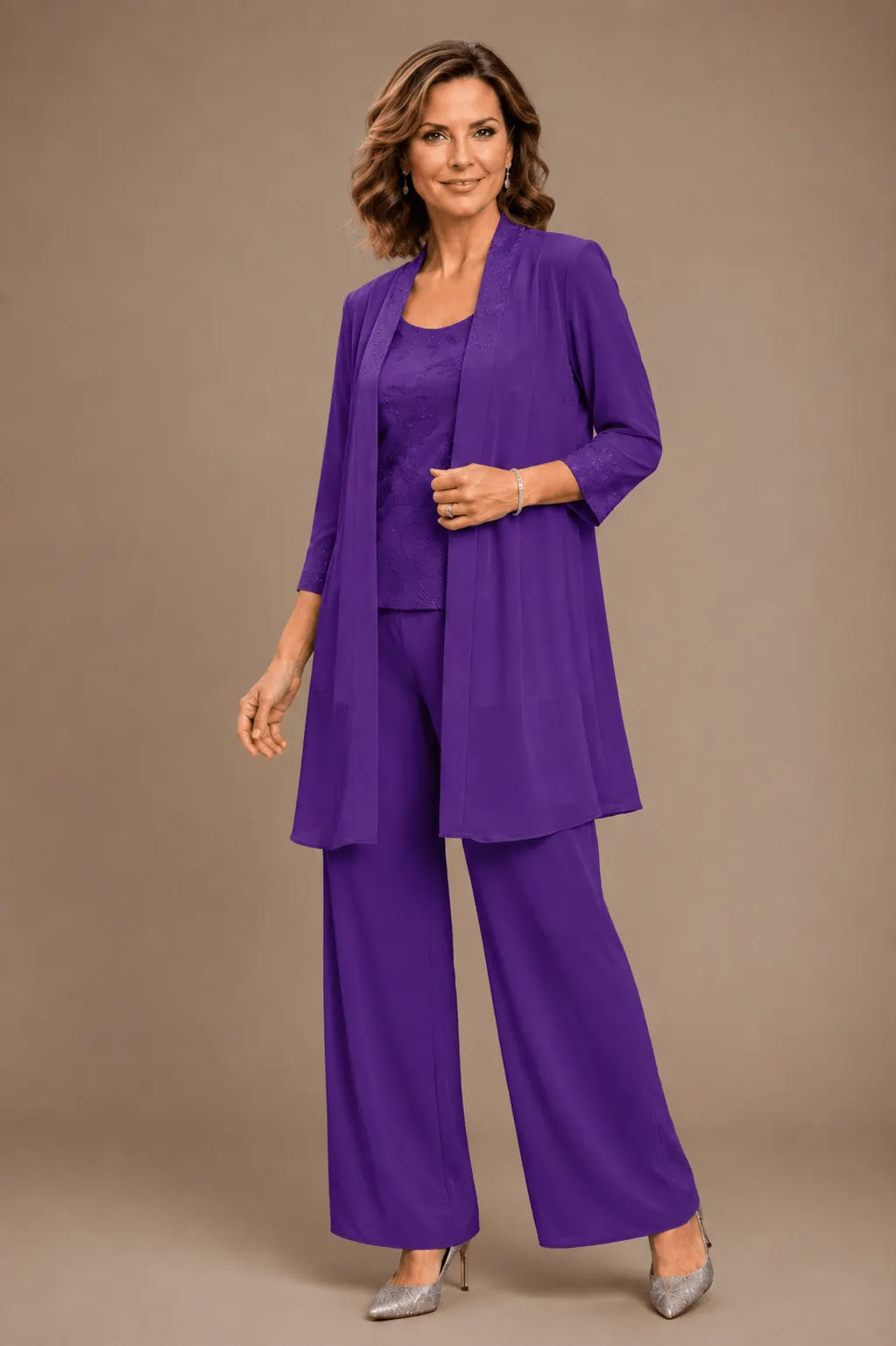 Sparkle | Embroidered Three-Piece Pant Set