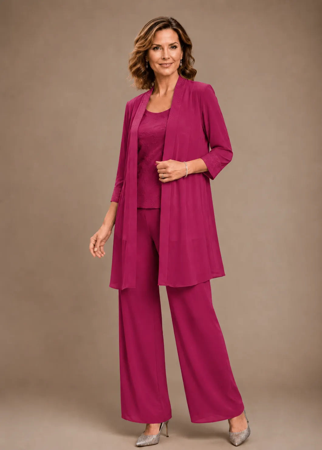 Sparkle | Embroidered Three-Piece Pant Set