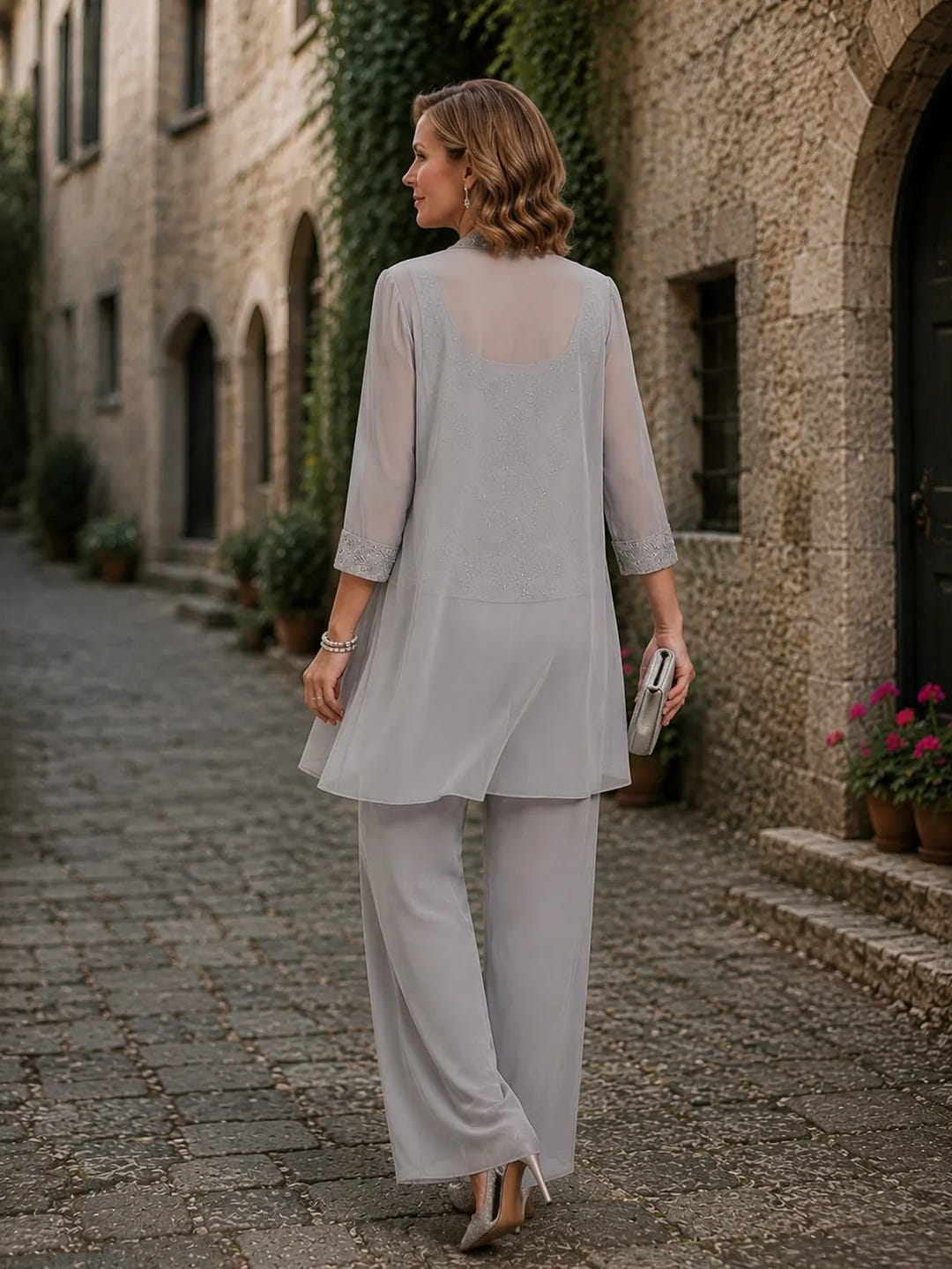 Sparkle | Embroidered Three-Piece Pant Set