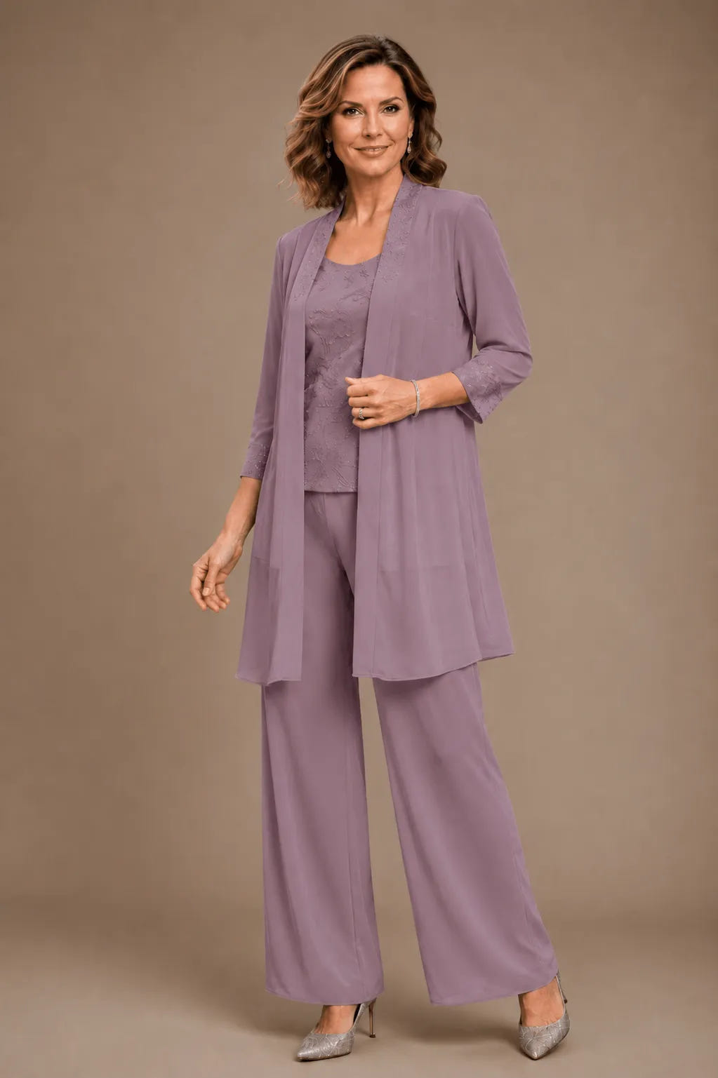 Sparkle | Embroidered Three-Piece Pant Set