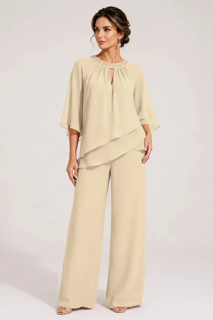 Sine | Beaded Neckline Evening Suit
