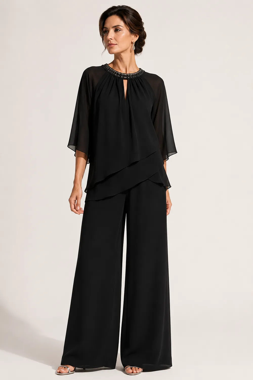 Sine | Beaded Neckline Evening Suit