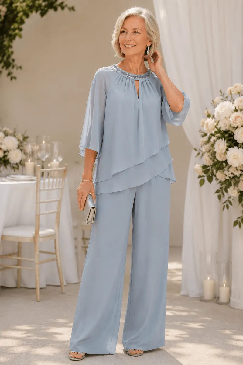 Sine | Beaded Neckline Evening Suit