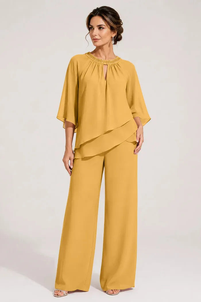 Sine | Beaded Neckline Evening Suit