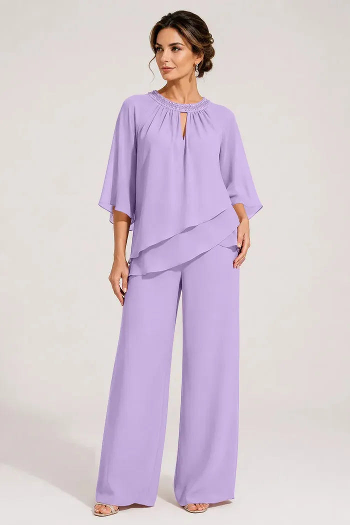 Sine | Beaded Neckline Evening Suit