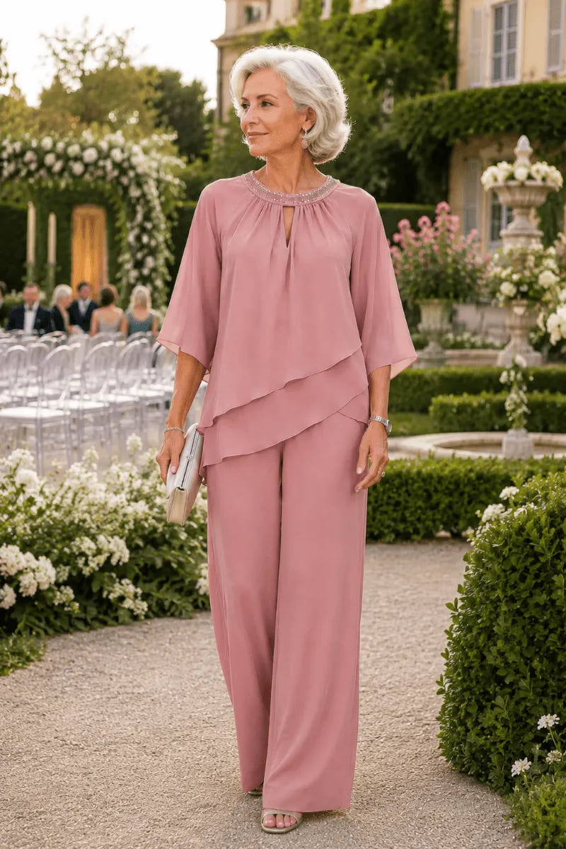 Sine | Beaded Neckline Evening Suit