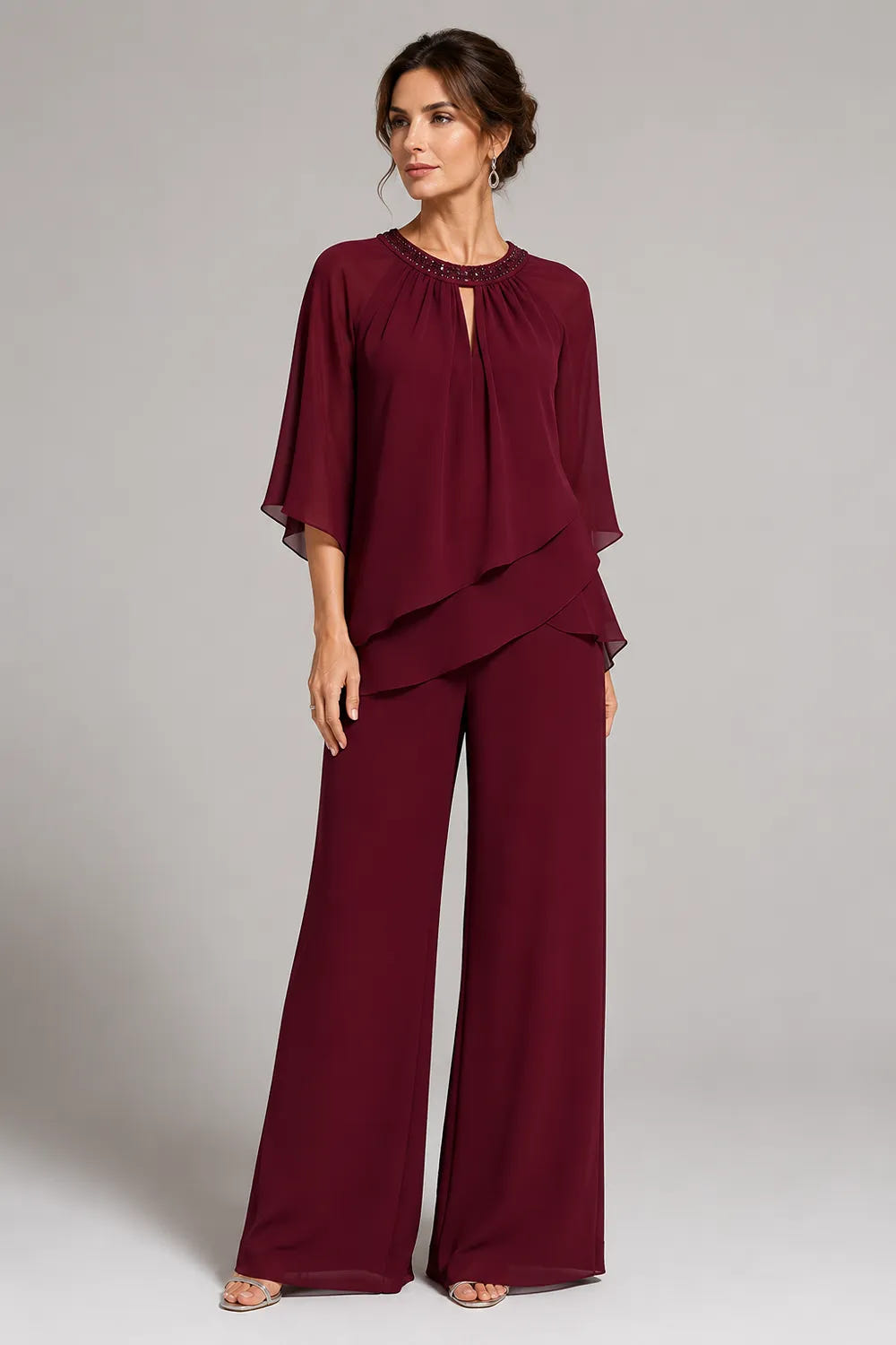 Sine | Beaded Neckline Evening Suit