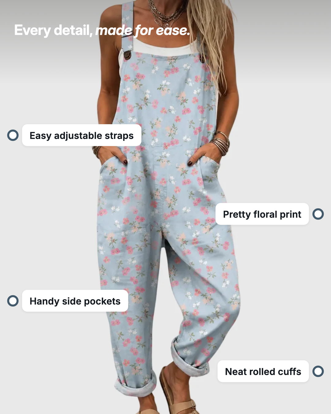 Shirley | Soft Floral Jumpsuit details
