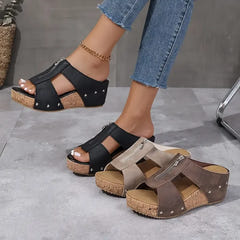 Btina | Wedge Sandals With Zip Detail