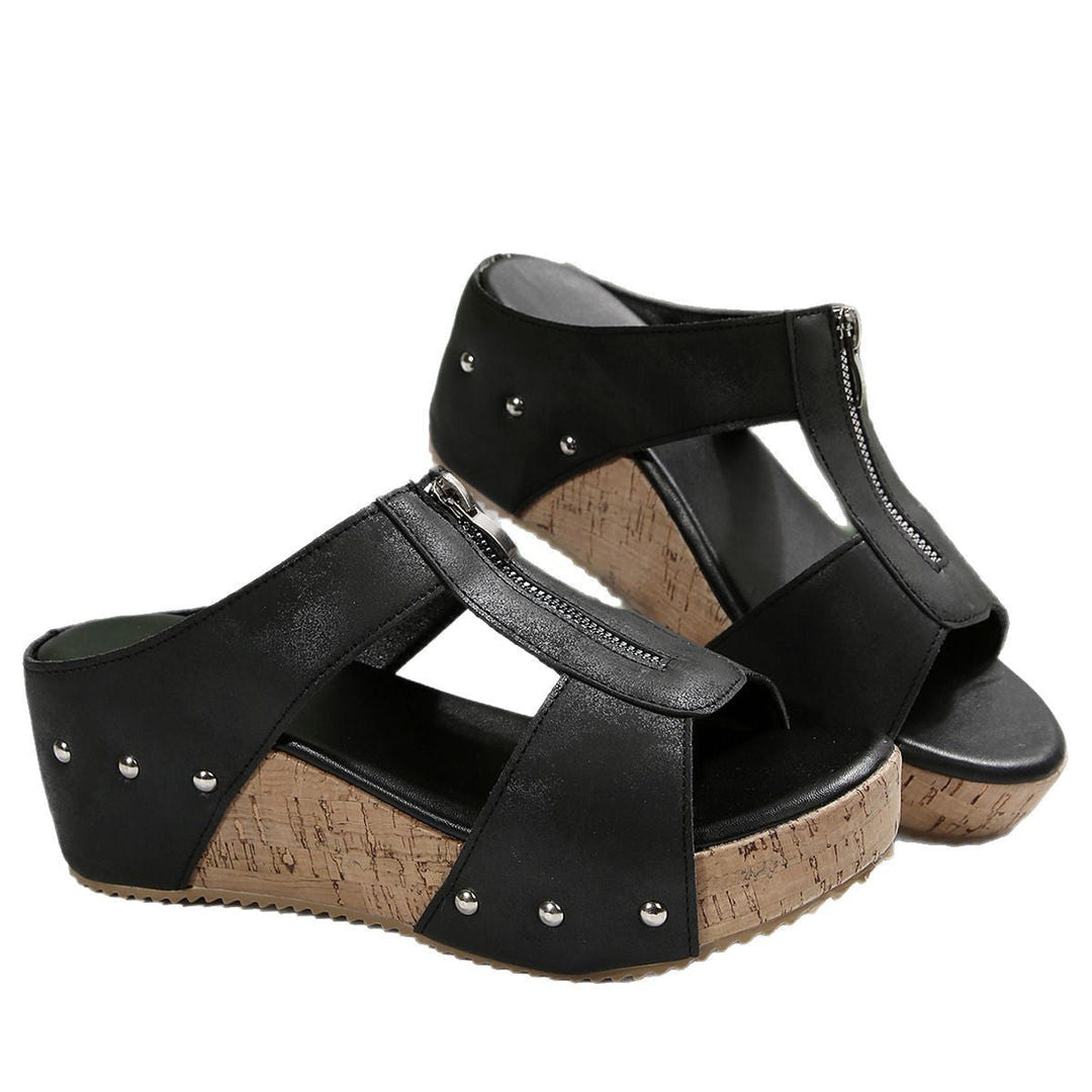 Btina | Wedge Sandals With Zip Detail