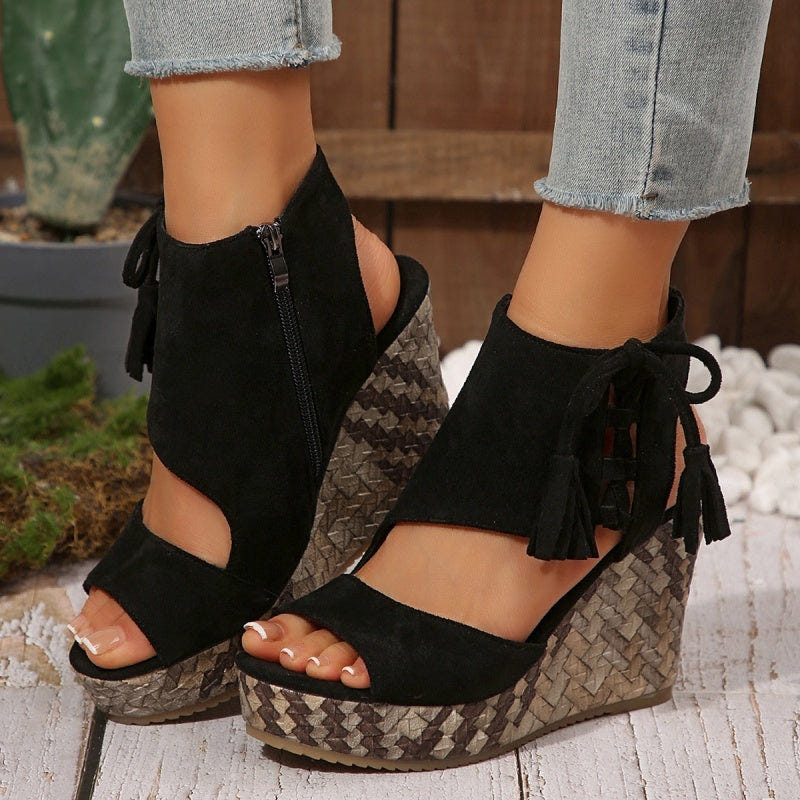 Atina | Woven Wedge Boho Sandals