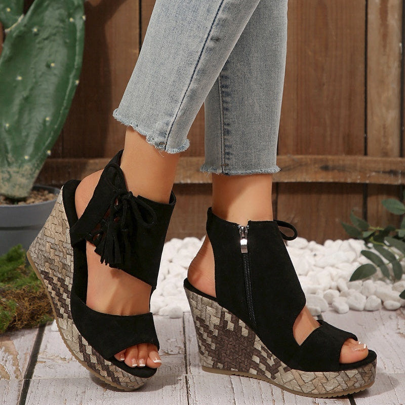 Atina | Woven Wedge Boho Sandals