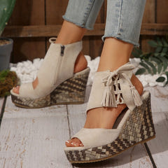 Atina | Woven Wedge Boho Sandals