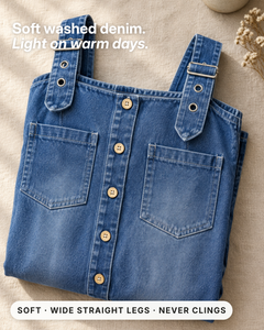 Stevie | Off-Shoulder Denim Jumpsuit fabric close-up