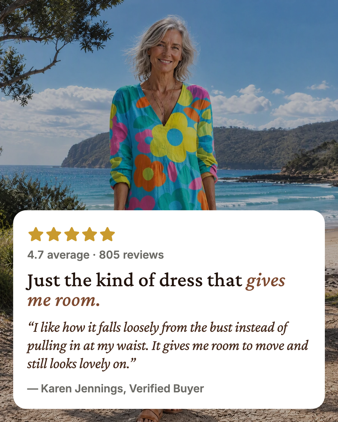 Sunny | Poppy Print Long-Sleeve Dress five star customer review